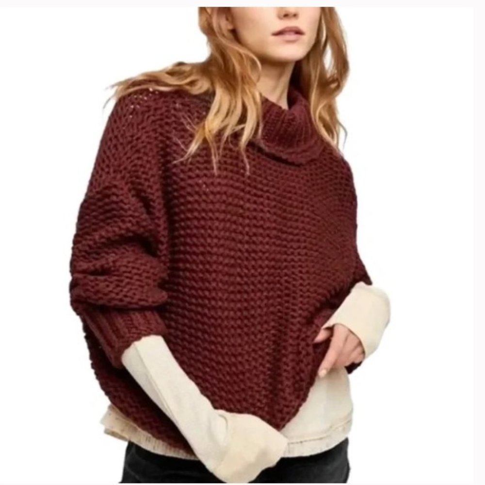 NWT Free People Oversized Chunky Knit Turtleneck Sweater